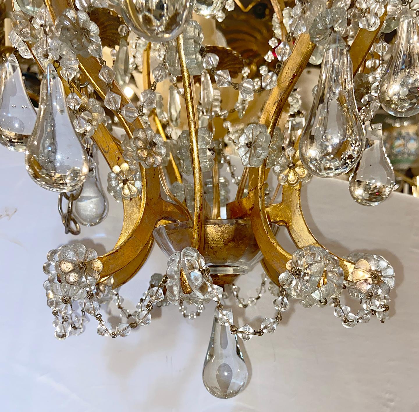 Set of Crystal & Gilt Metal Chandeliers, Sold Individually For Sale 2