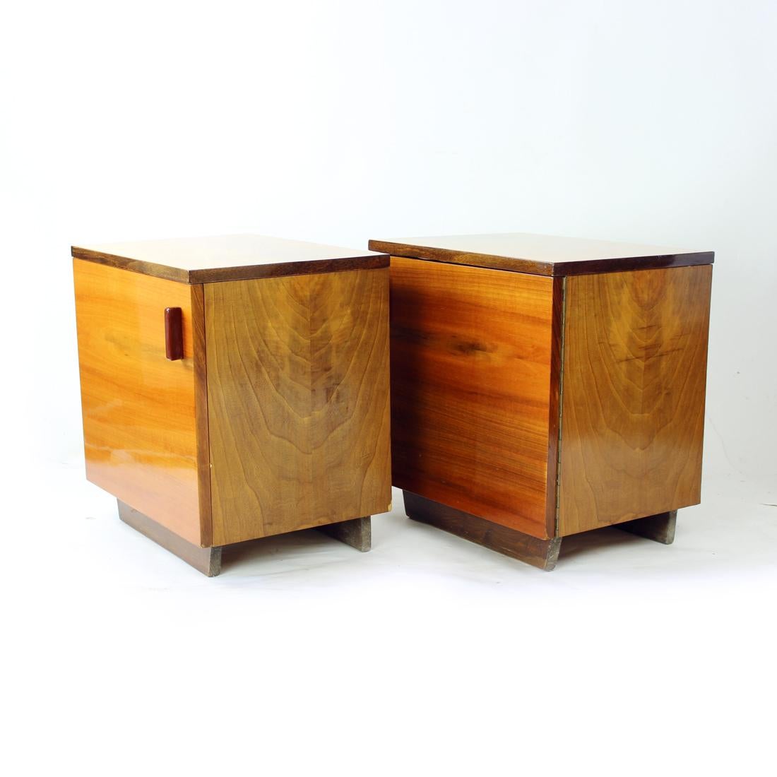 Set Of Cubical Bedside Tables, Czechoslovakia 1960s 1
