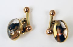 Set of Cufflinks Studs Red Gold 585 Dogs' Heads Made circa 1890
