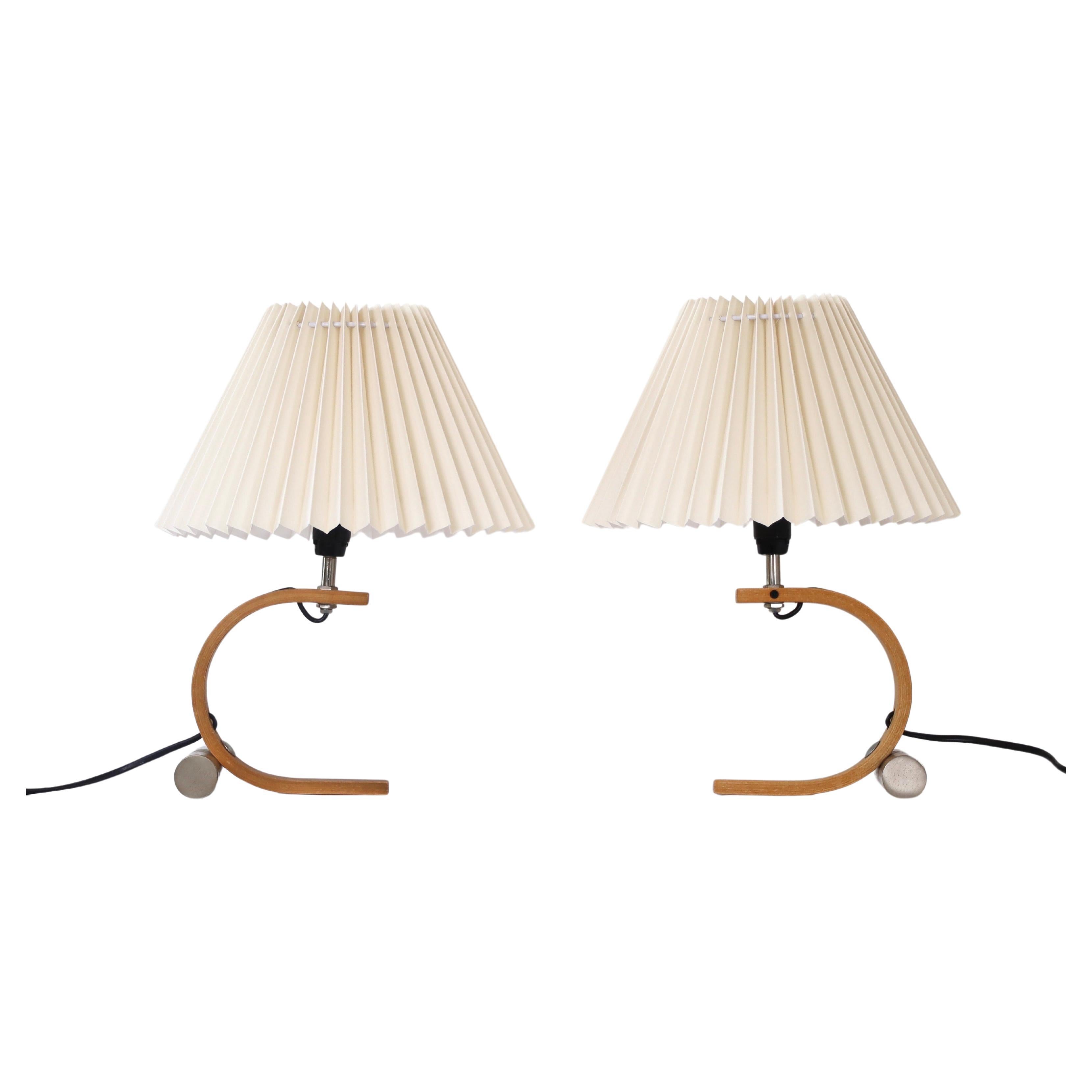 Set of Curvy Table Lamps in Beech wood by Caprani, 1970s, Denmark