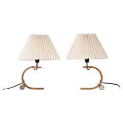 Set of Curvy Table Lamps in Beech wood by Caprani, 1970s, Denmark