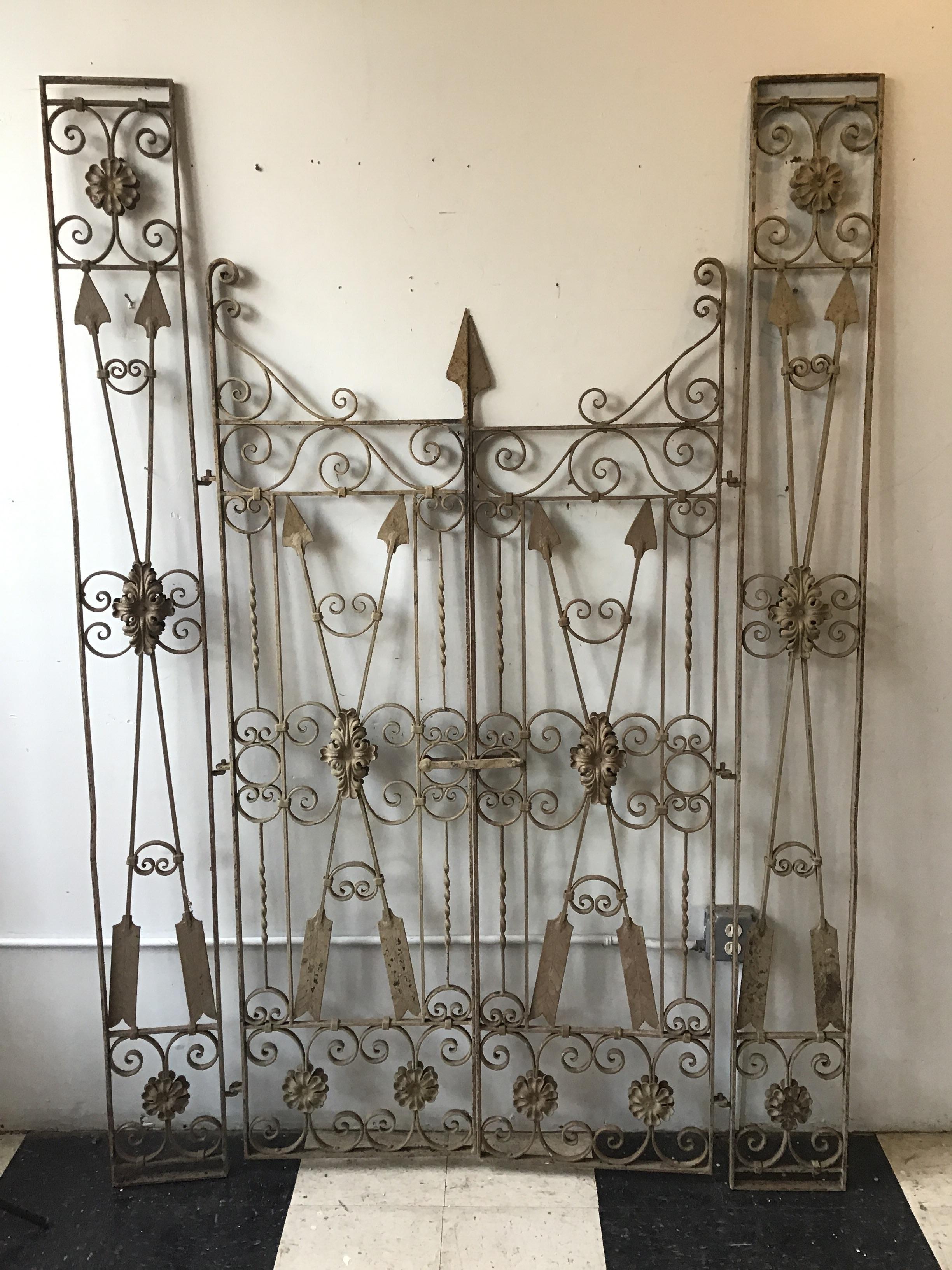 Set of Custom Neoclassical Iron Garden Gates In Good Condition In Tarrytown, NY