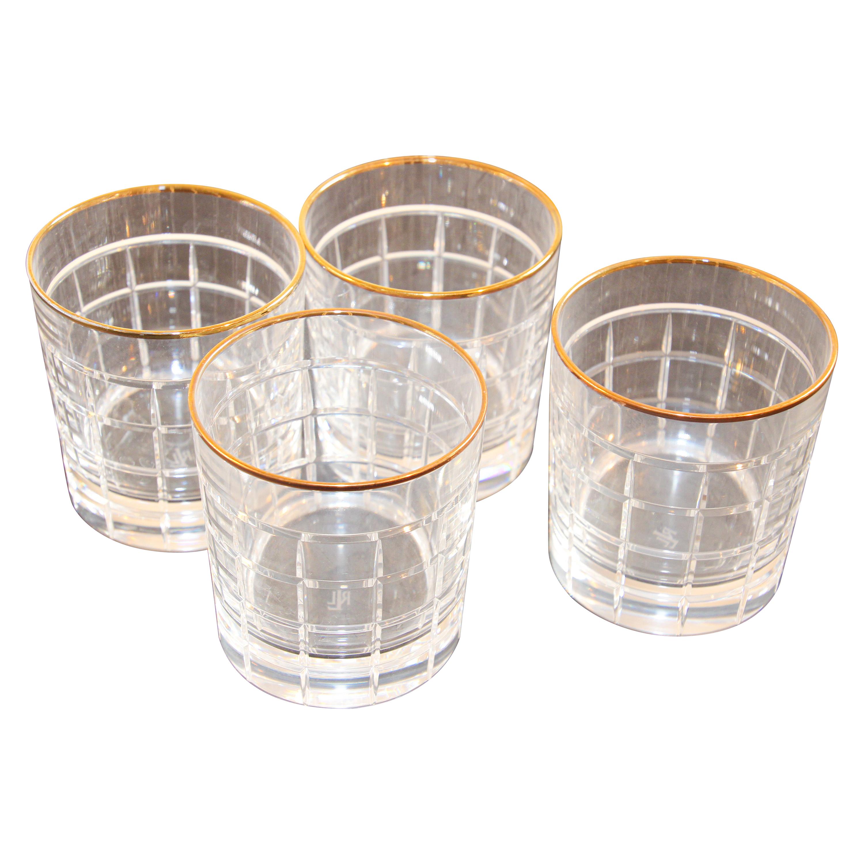 Set of Cut Crystal Double Old-Fashioned Whiskey Glasses by Ralph Lauren