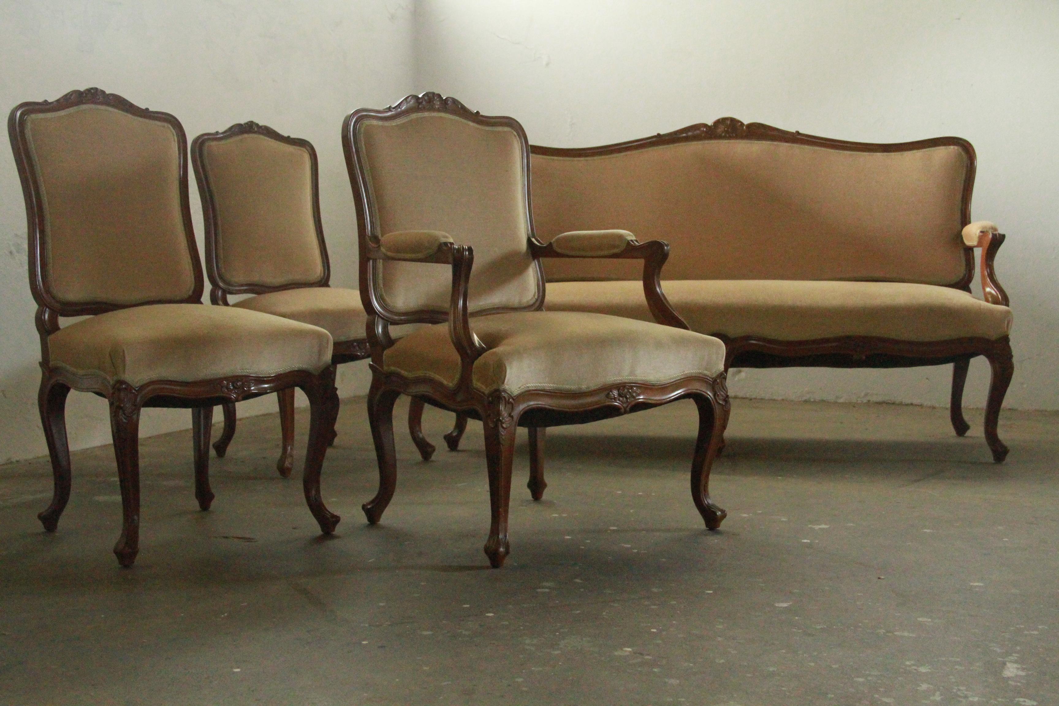 Rococo Ensemble de chaises longues danoises anciennes du 18e siècle, style Louis XV en vente