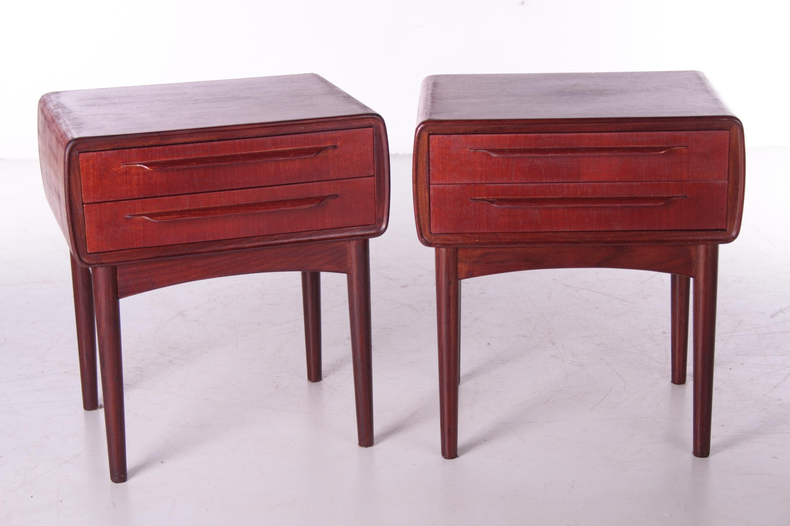Mid-Century Modern Set of Danish Bedside Tables Designed by Johannes Andersen by C.F.Silkeborg For Sale