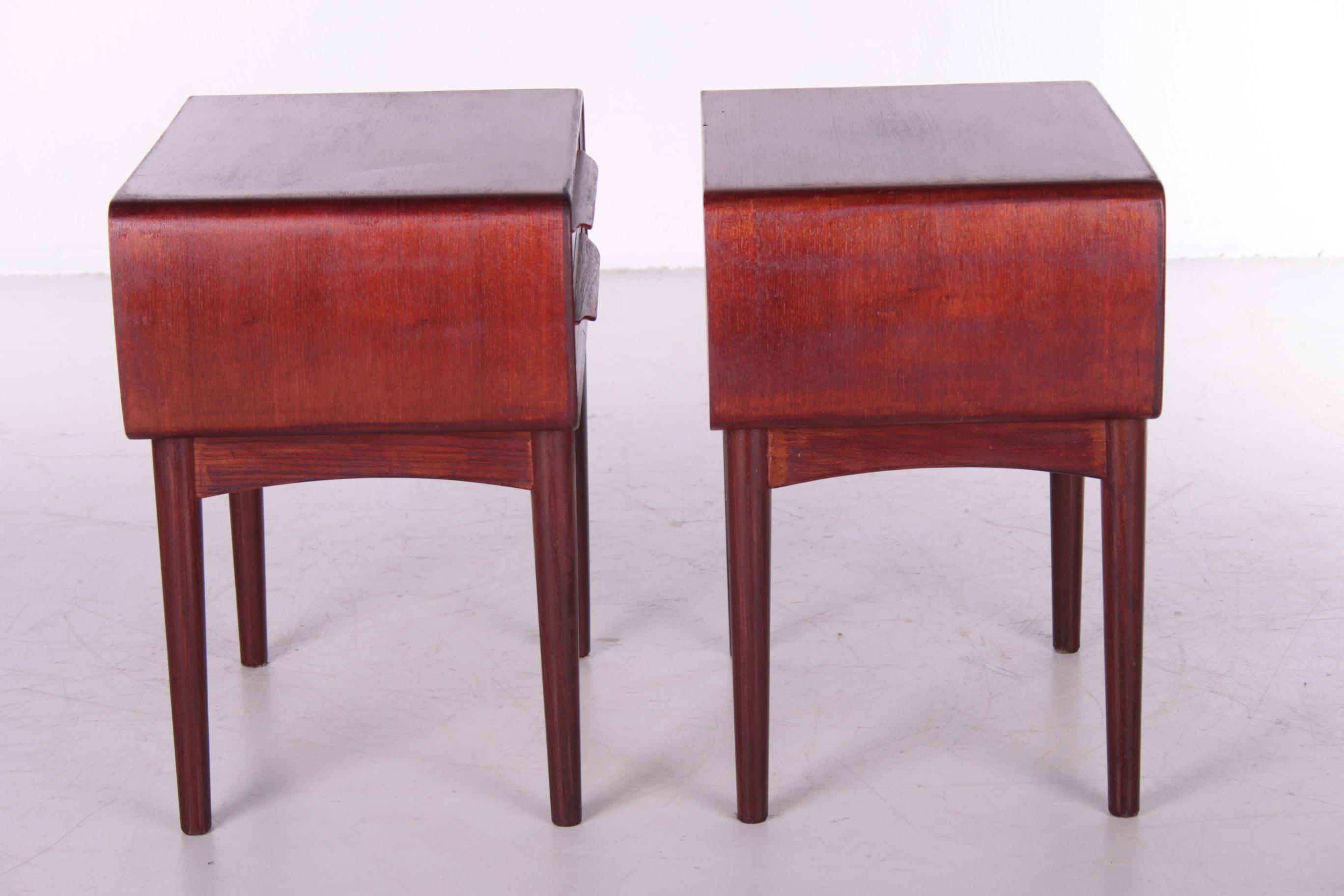 Mid-20th Century Set of Danish Bedside Tables Designed by Johannes Andersen by C.F.Silkeborg For Sale