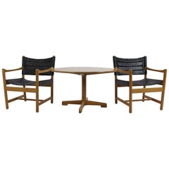 Set of Danish Black Leather Armchairs and coffee table by Ditte and Adrian Heath