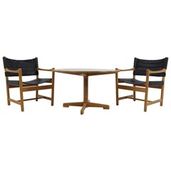 Set of Danish Black Leather Armchairs and coffee table by Ditte and Adrian Heath