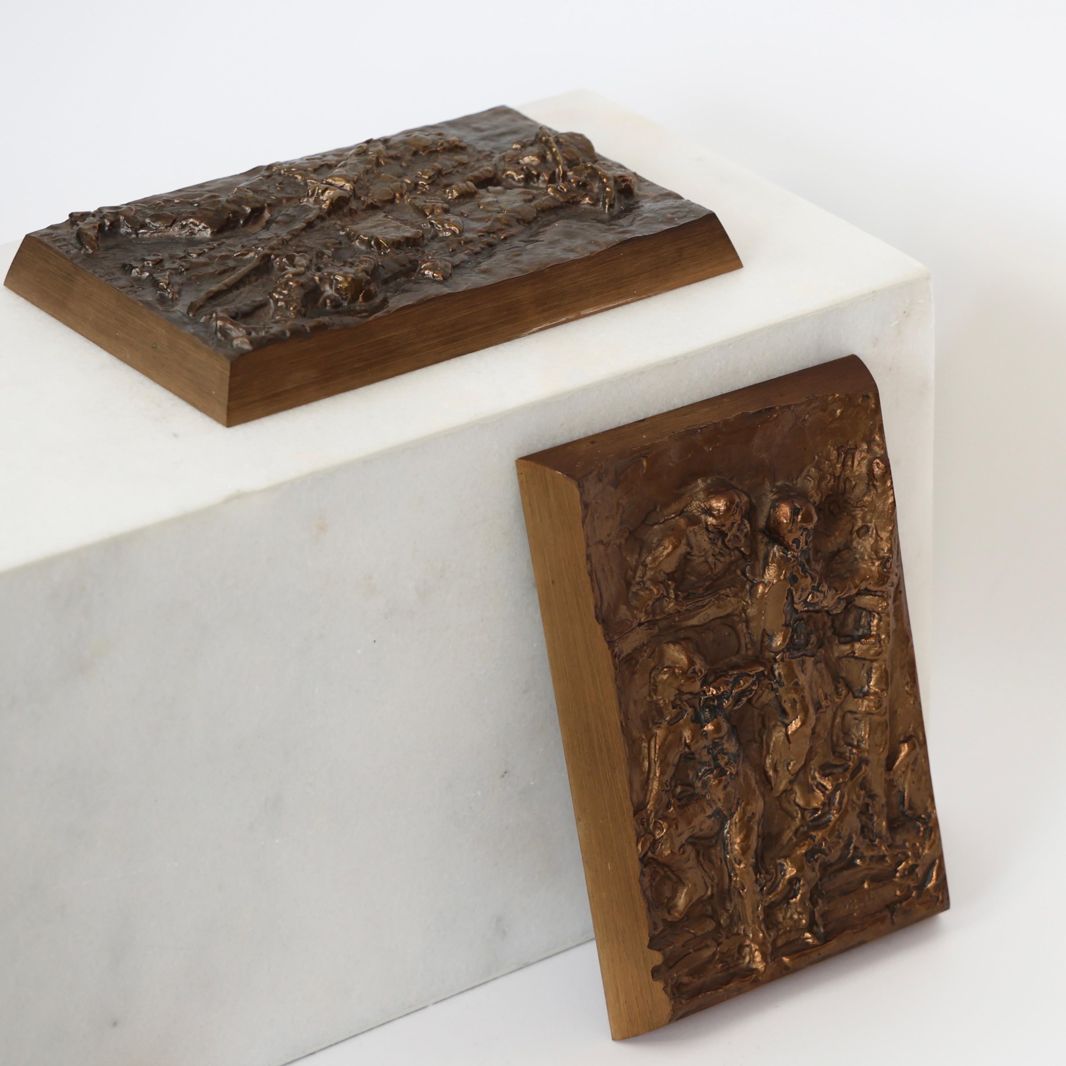 Late 20th Century Set of Danish Brass Relief Plaques made by Anders Nyborg, 1970s, Denmark For Sale