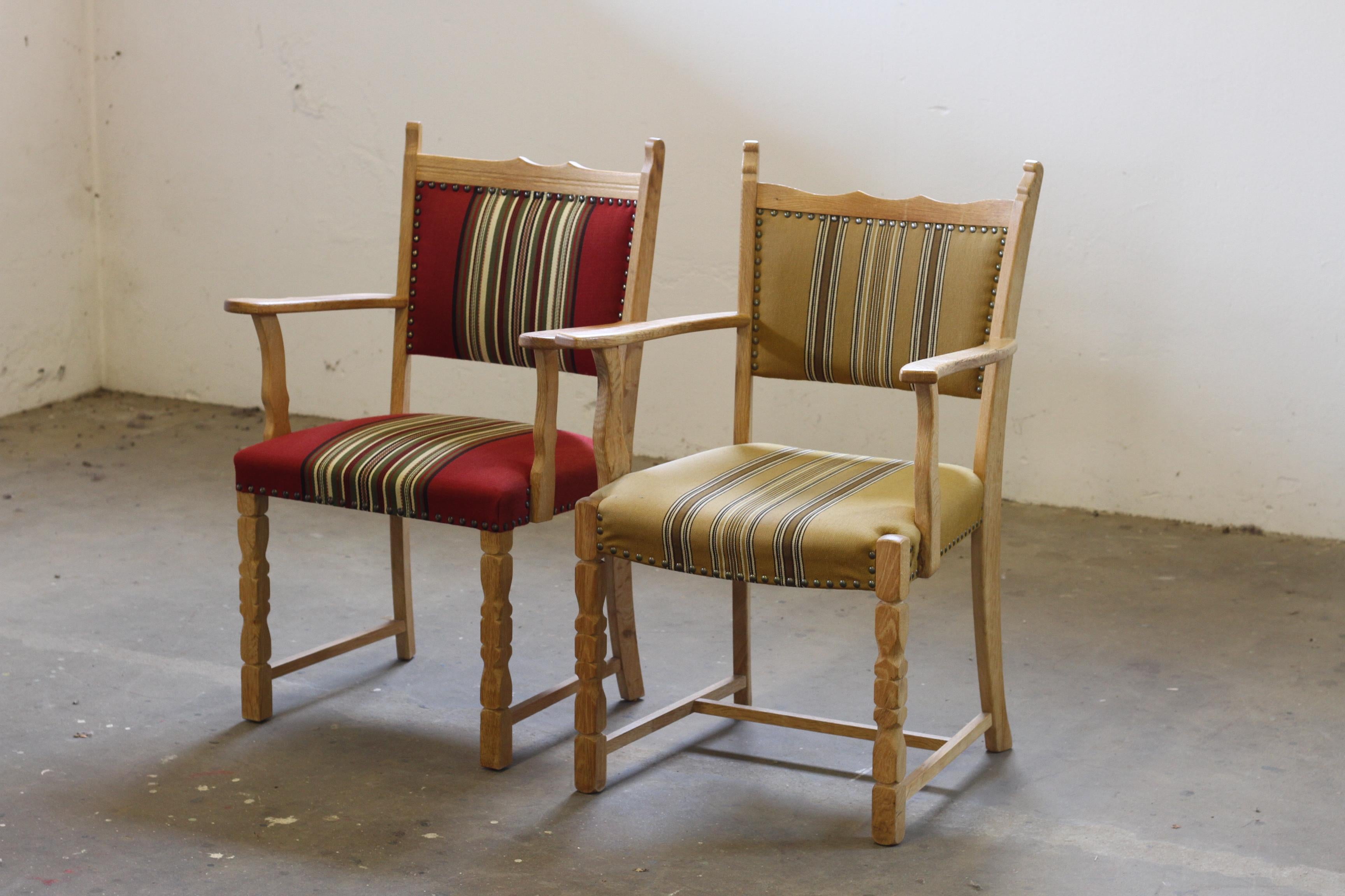 Chêne Ensemble de Fauteuils Brutalistes Danois dans le style de Kjærnulf en vente