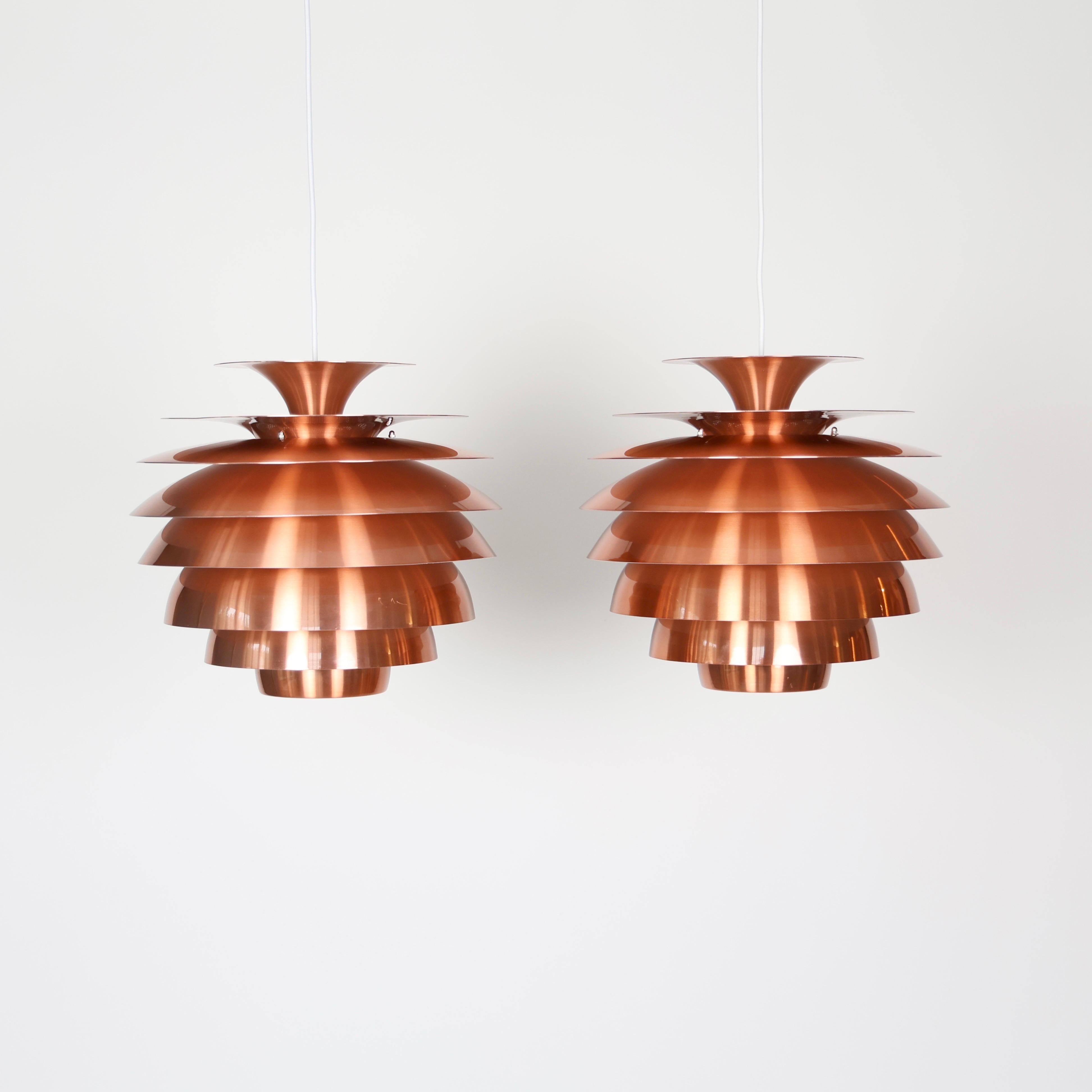 Set of Danish Copper Pendant Lights, 1980s, Denmark For Sale 6
