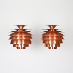 Set of Danish Copper Pendant Lights, 1980s, Denmark