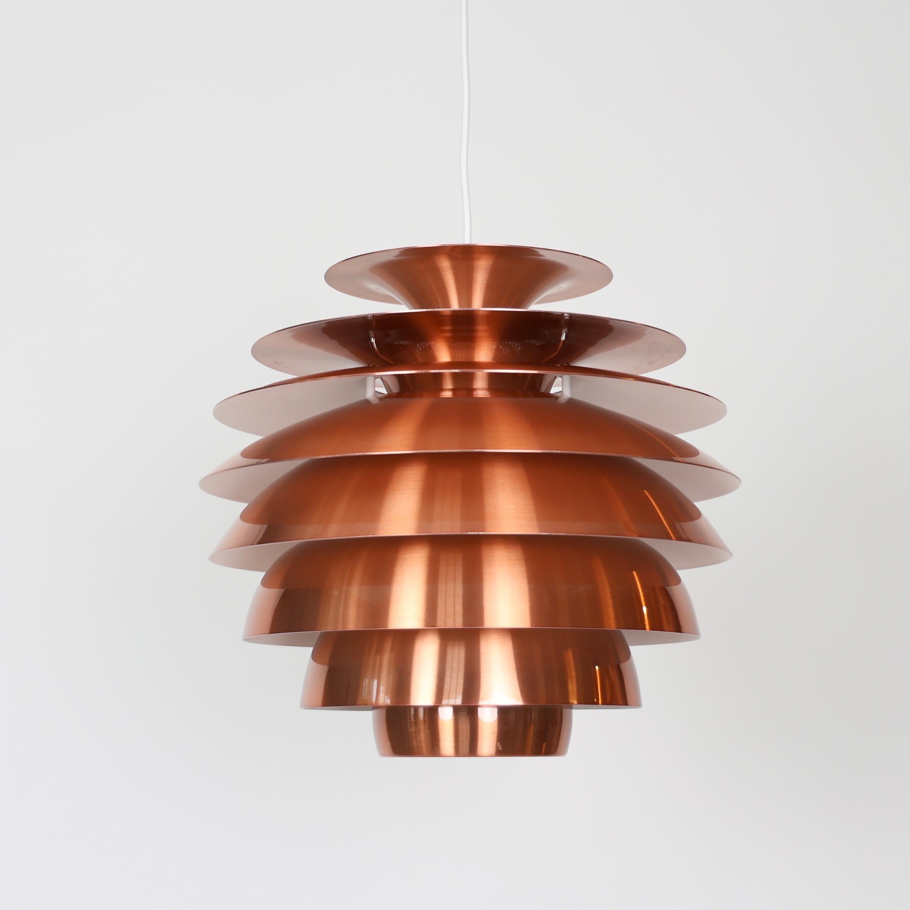 Late 20th Century Set of Danish Copper Pendant Lights, 1980s, Denmark For Sale