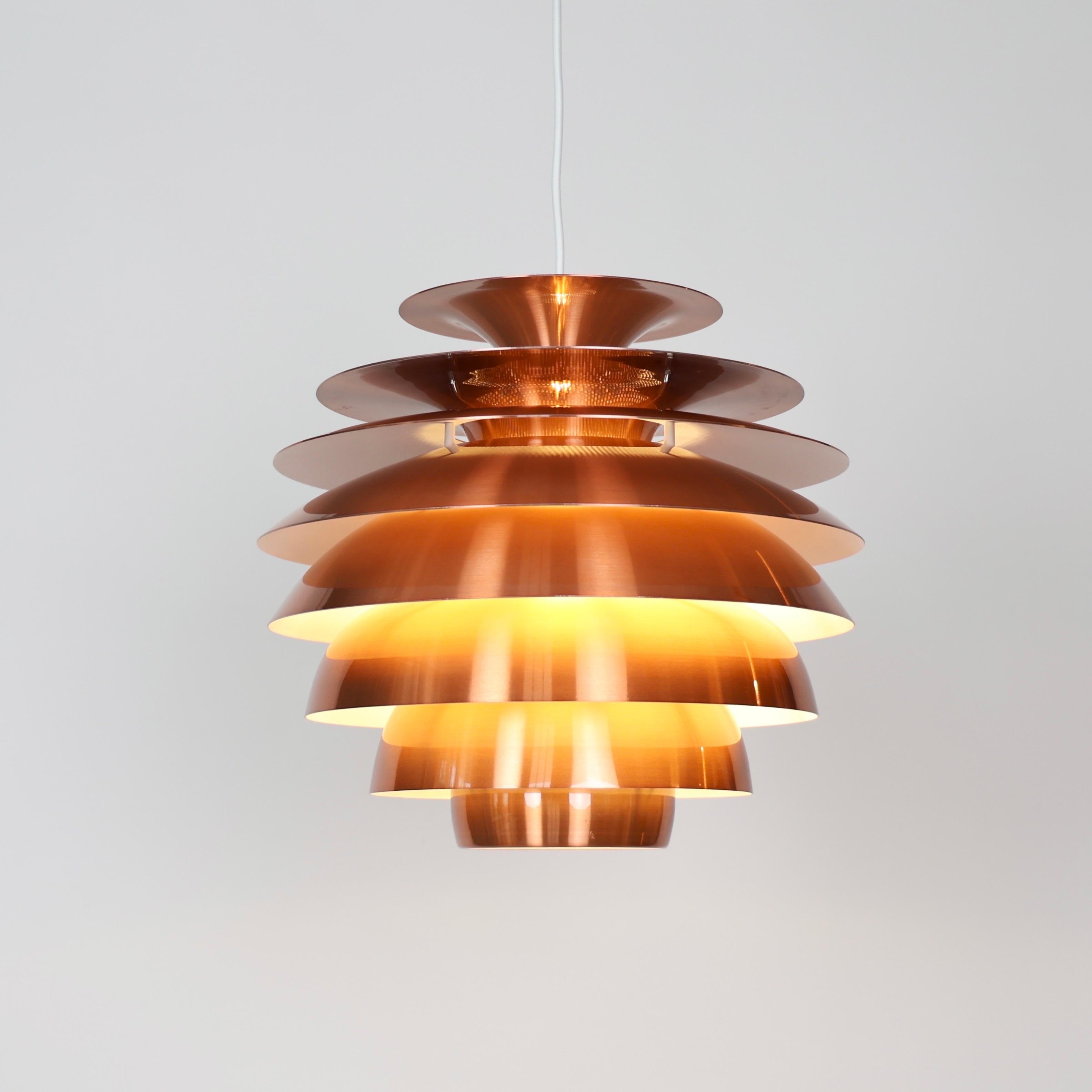 Metal Set of Danish Copper Pendant Lights, 1980s, Denmark For Sale