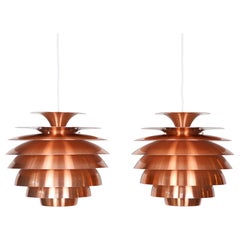Set of Danish Copper Pendant Lights, 1980s, Denmark