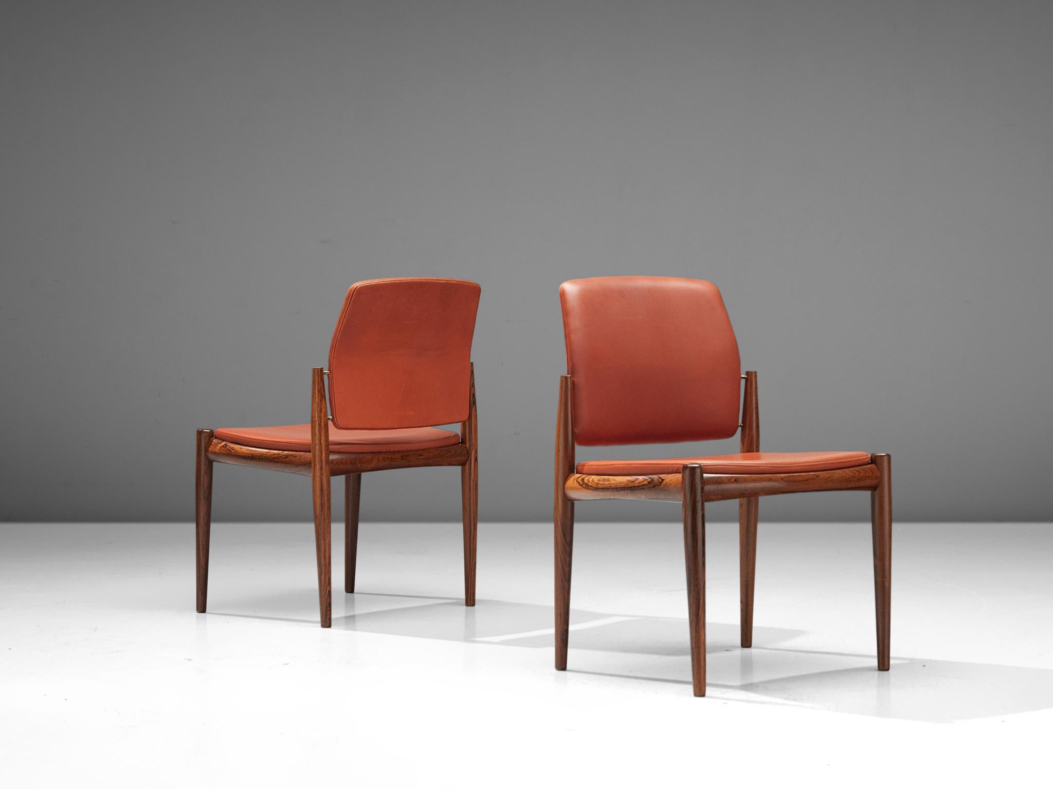 Set of Danish Dining Chairs in Hardwood and Leather 1