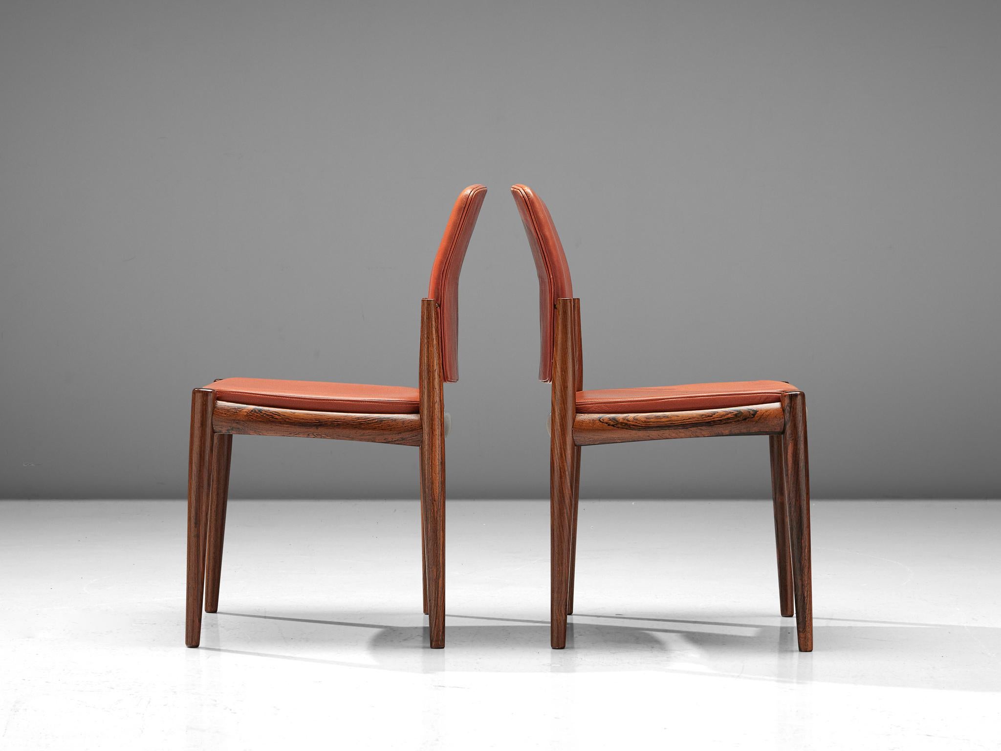 Set of Danish Dining Chairs in Hardwood and Leather 2