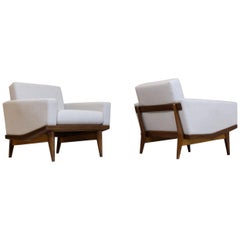 Set of Danish Lounge Chairs in Teak and Grey Fabric by H.W. Klein, 1960s