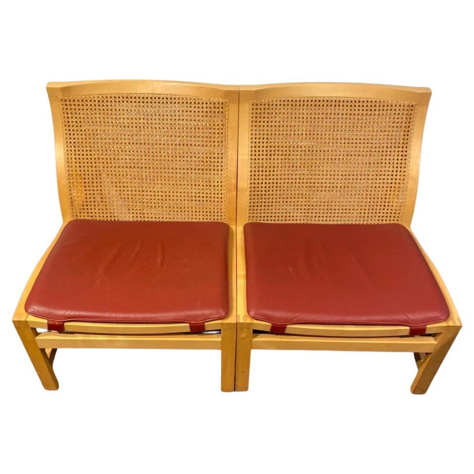 Set di sedie moderne danesi in rovere e pelle patinata di Rud Thygesen. in vendita