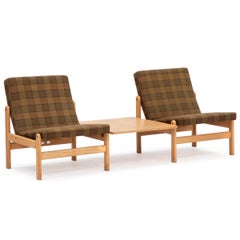 Ensemble de chaises modernes danoises en Oak avec plateau de table amovible fin des années 1960