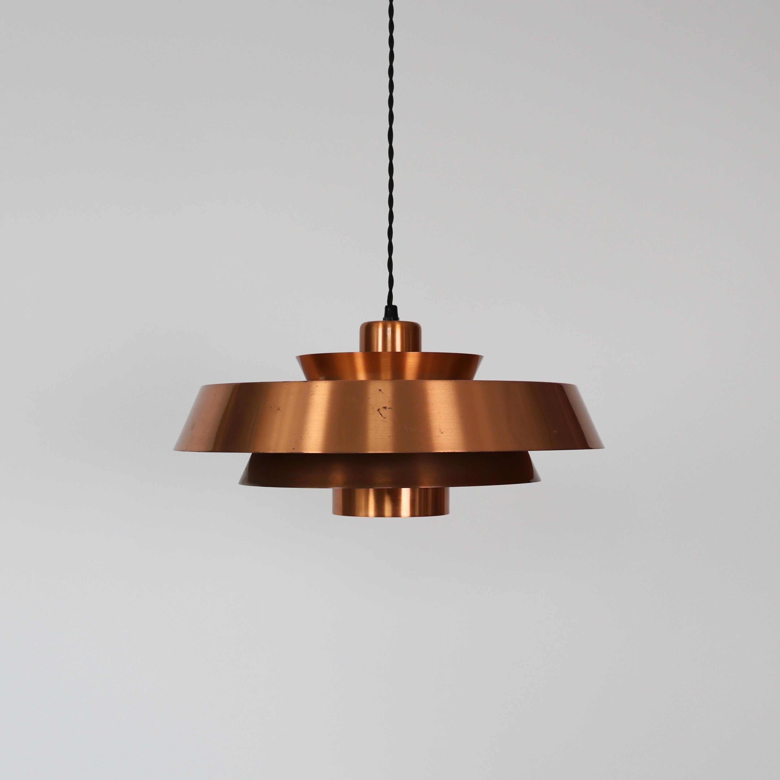Set of Danish Modern Copper Pendant Lights by Jo Hammerborg, 1960s, Denmark For Sale 5
