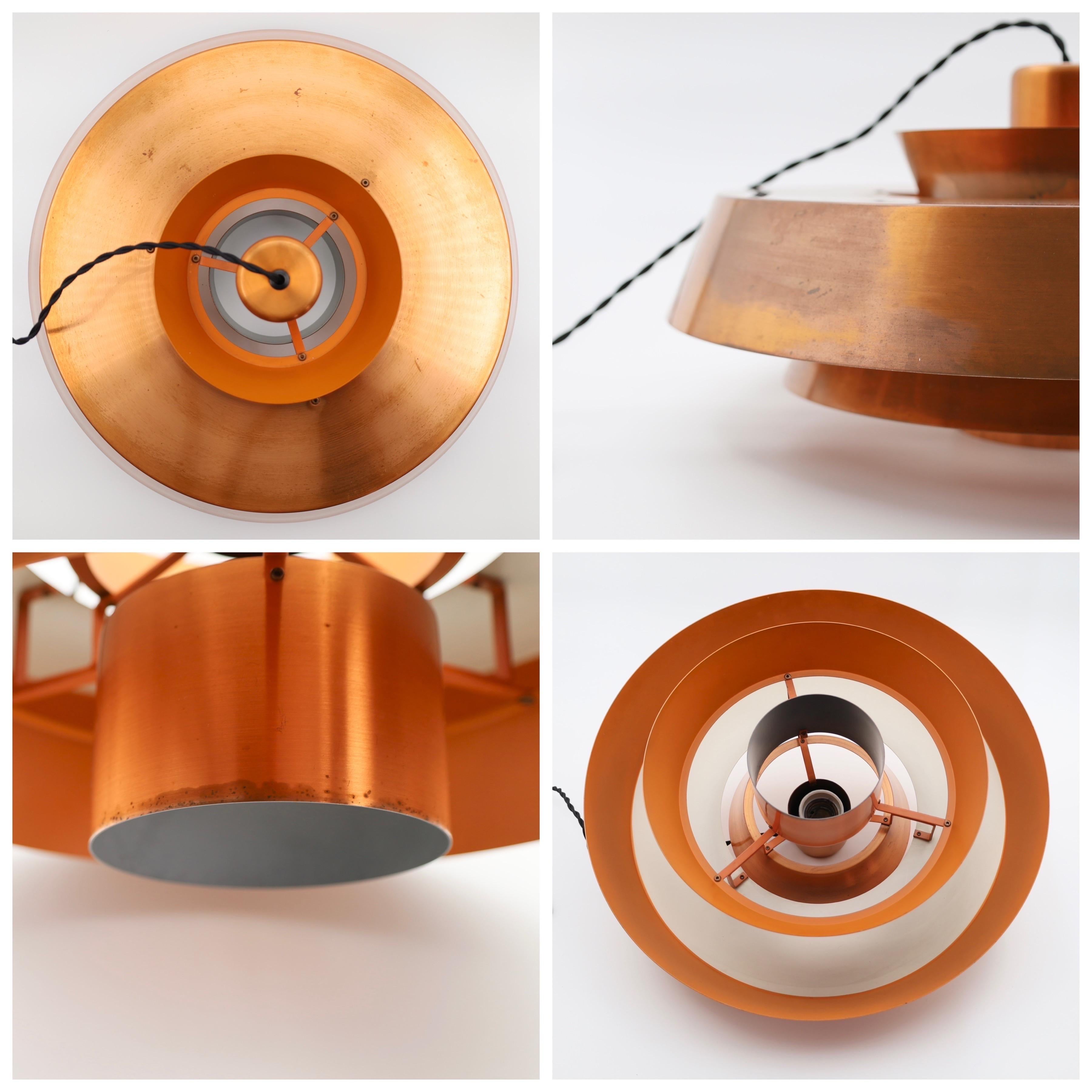 Set of Danish Modern Copper Pendant Lights by Jo Hammerborg, 1960s, Denmark 3