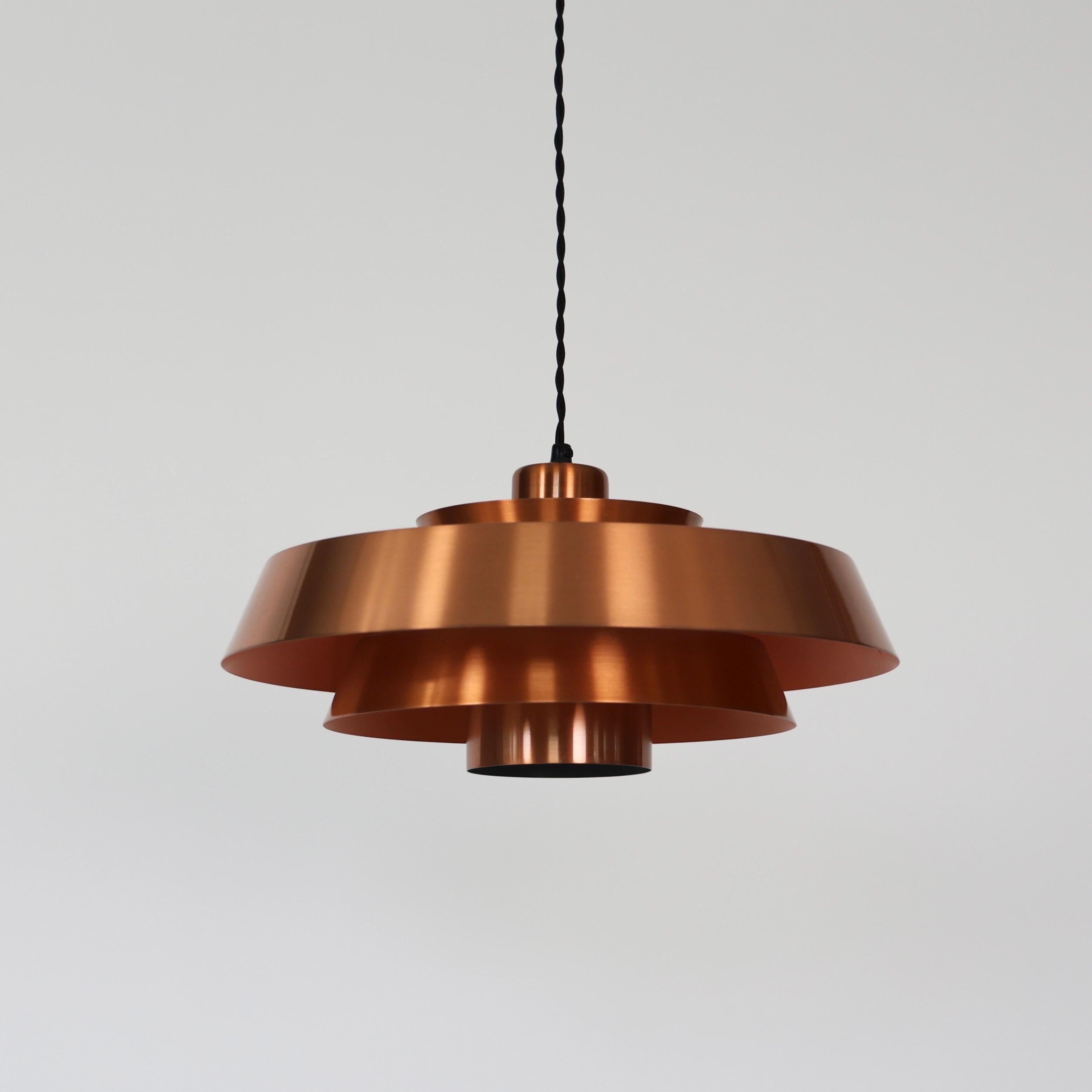 Set of Danish Modern Copper Pendant Lights by Jo Hammerborg, 1960s, Denmark For Sale 2