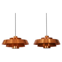 Set of Danish Modern Copper Pendant Lights by Jo Hammerborg, 1960s, Denmark