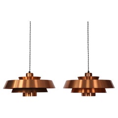 Set of Danish Modern Copper Pendant Lights by Jo Hammerborg, 1960s, Denmark