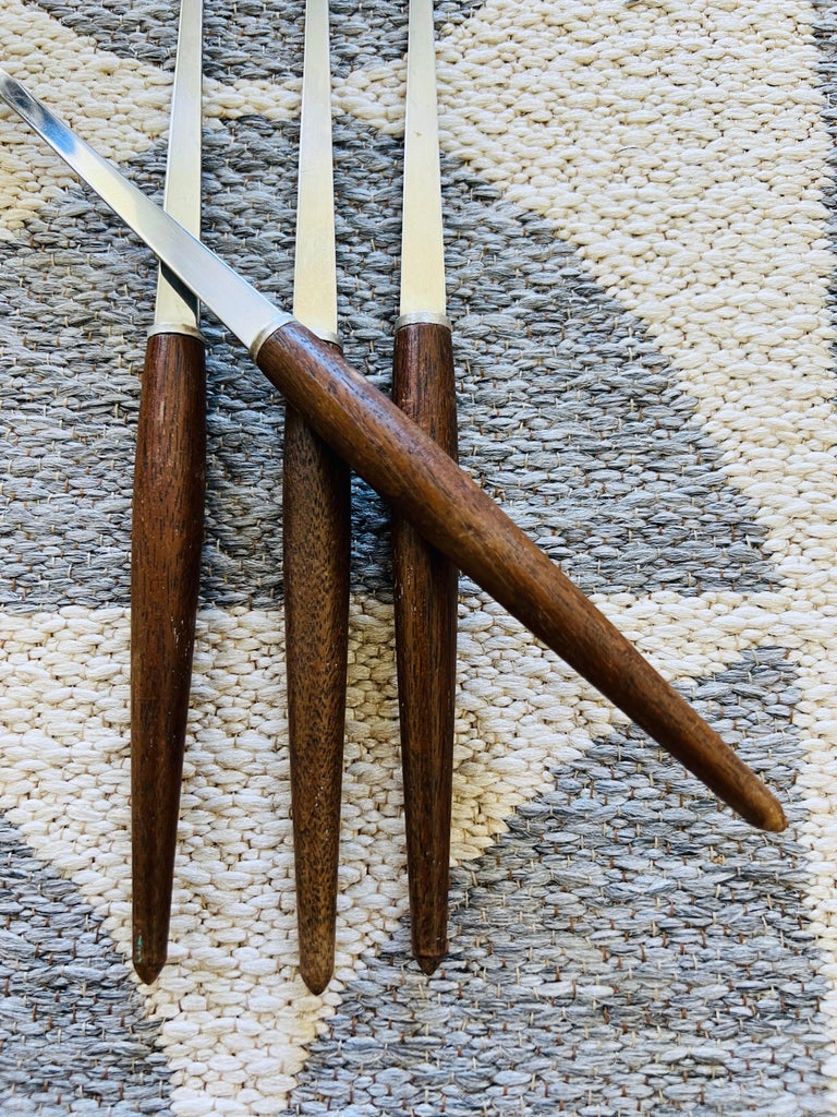 Set of Danish Modern Fondue Forks with Teak Wood Handles, c. 1960's  For Sale 4