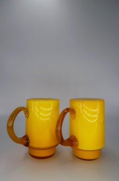 Holmegaard Danish Modern Yellow, Caramel Glass Cups by Michael Bang, 1969