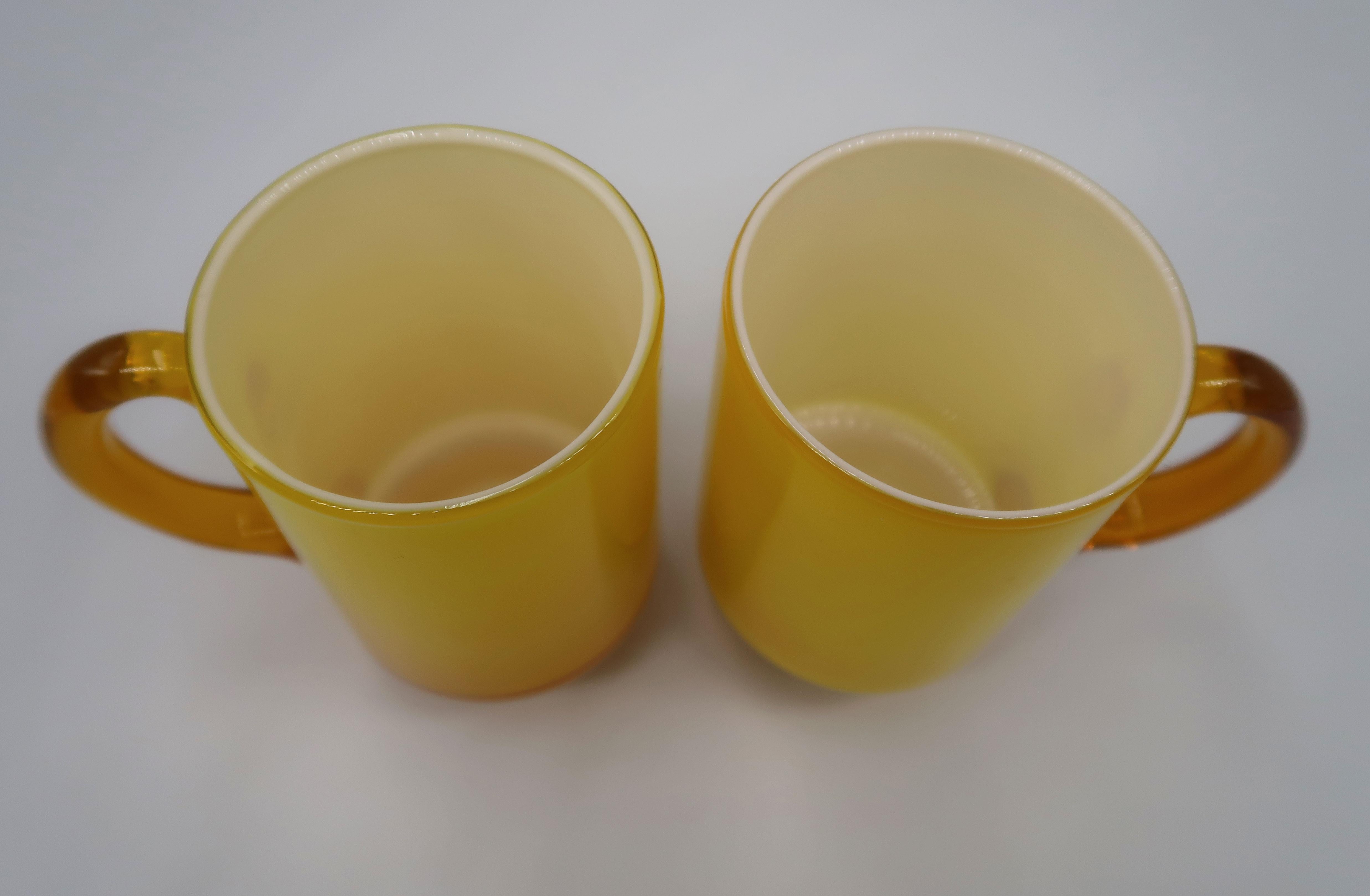 Scandinavian Modern Holmegaard Danish Modern Yellow, Caramel Glass Cups by Michael Bang, 1969