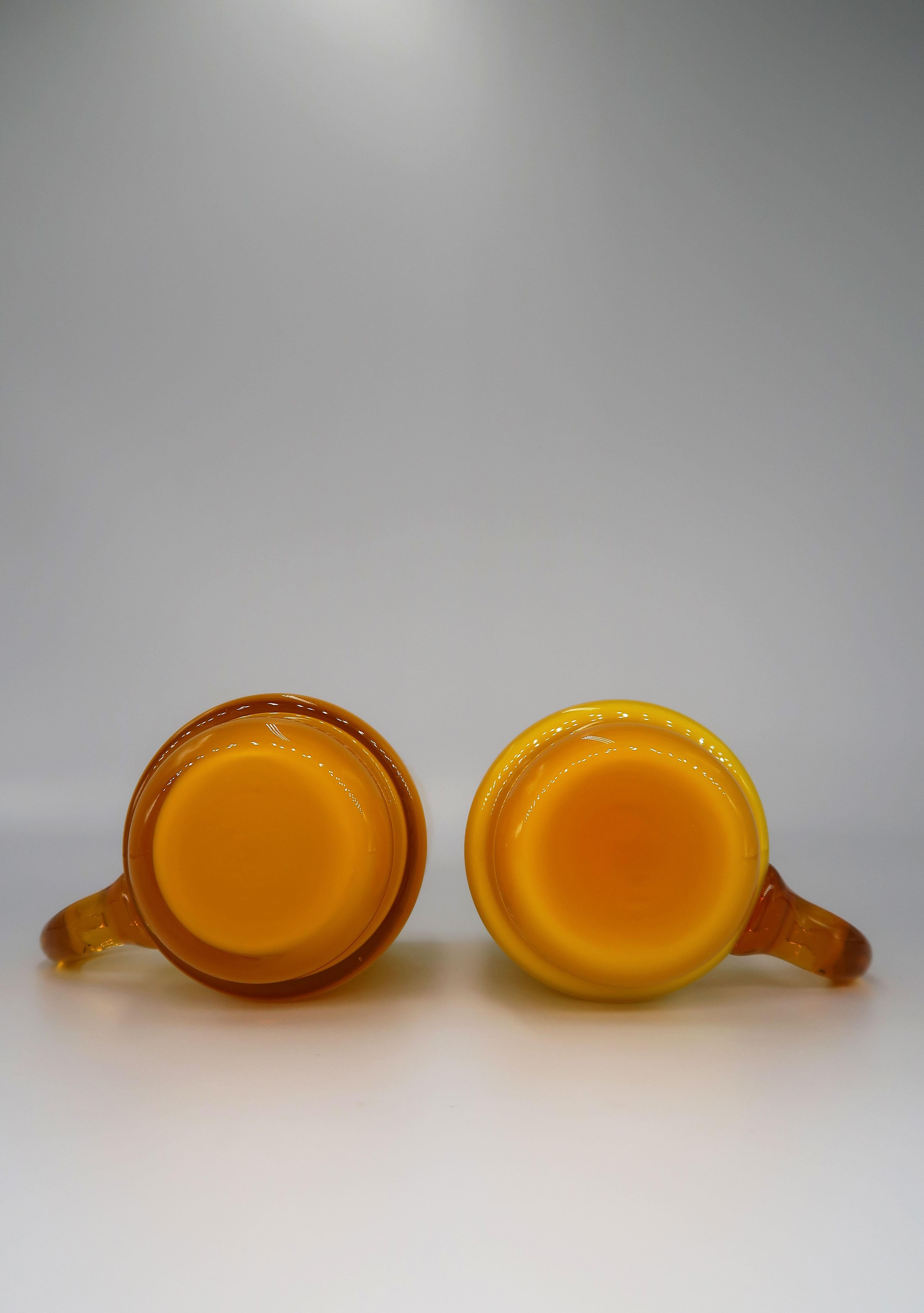 Mid-20th Century Holmegaard Danish Modern Yellow, Caramel Glass Cups by Michael Bang, 1969