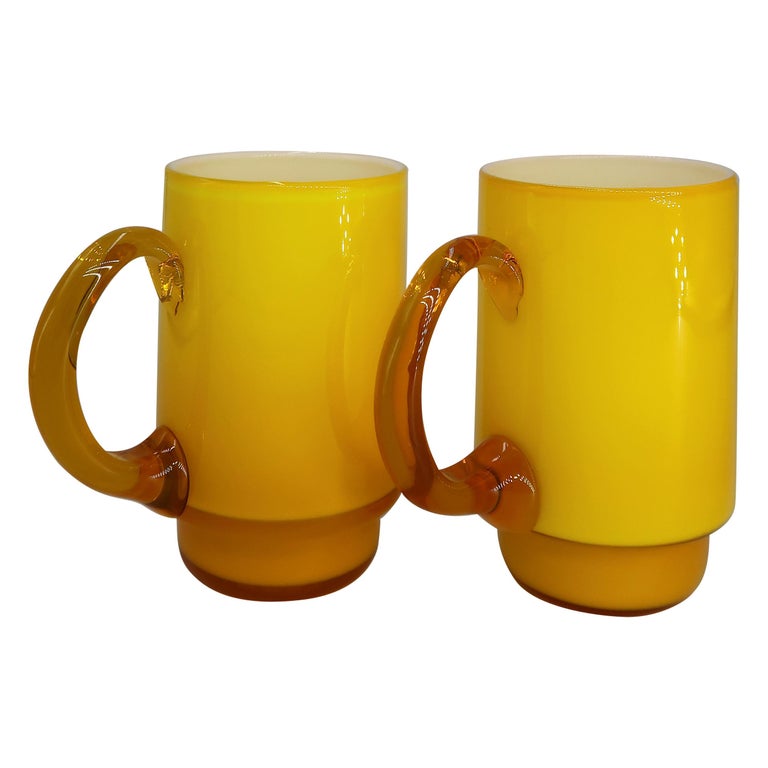 Set of Danish Modern Holmegaard Yellow, Caramel Glass Cups by Michael Bang, 1969 For Sale at 1stdibs