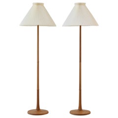 Set of Danish Modern Le Klint oak wood floor lamps, 1950s, Denmark