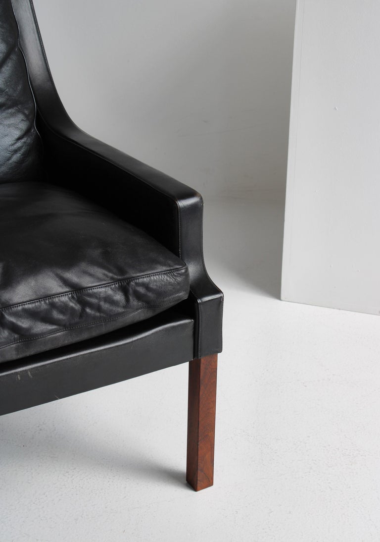 Set of Danish Modern Lounge Chairs in Black Leather by Rud Thygesen, 1966 For Sale 9