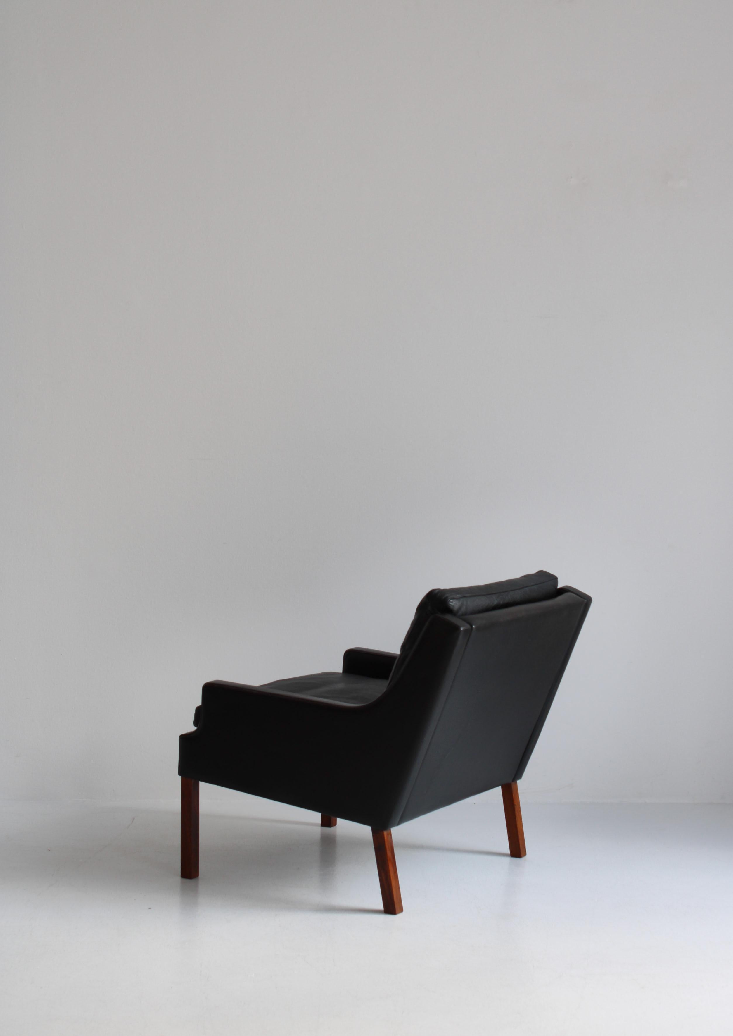 Mid-20th Century Set of Danish Modern Lounge Chairs in Black Leather by Rud Thygesen, 1966