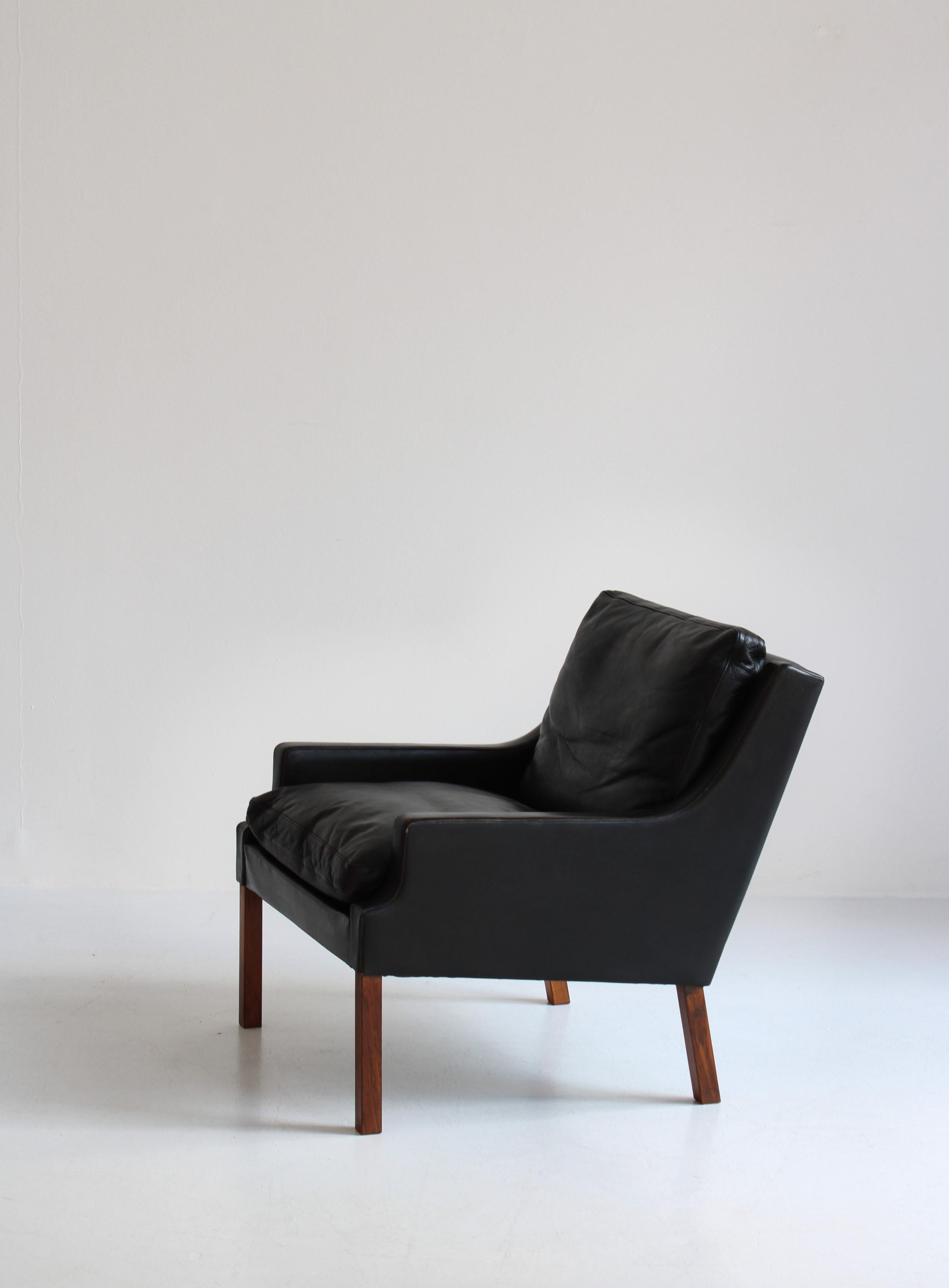 Set of Danish Modern Lounge Chairs in Black Leather by Rud Thygesen, 1966 2