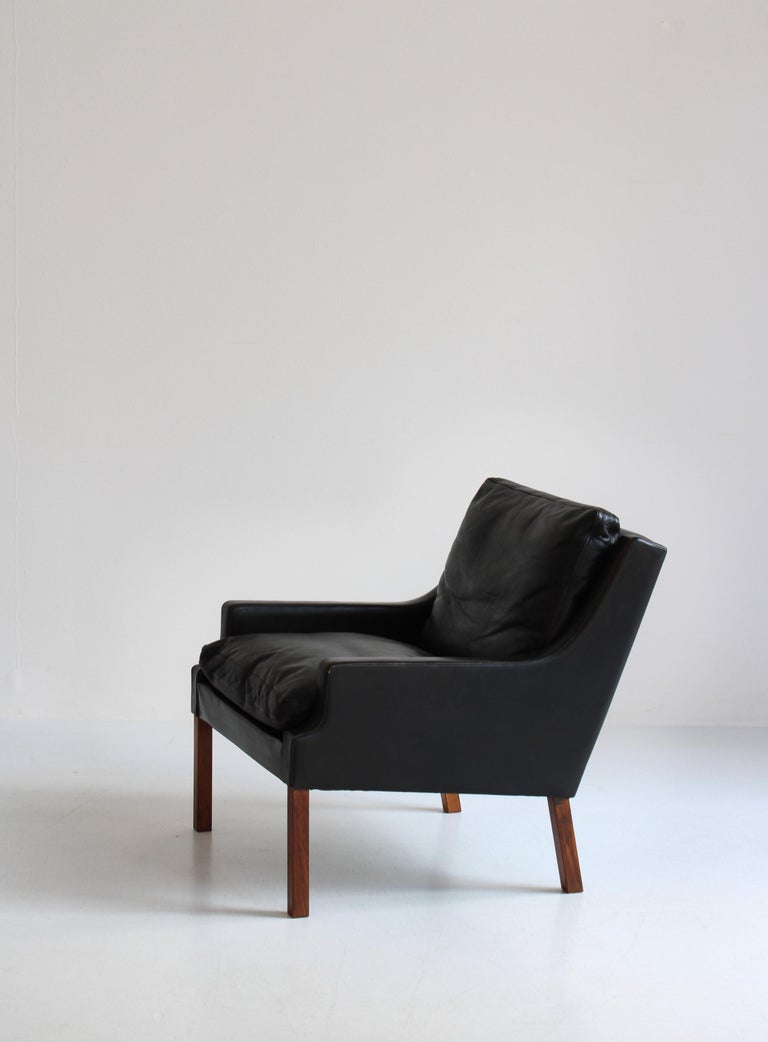 Set of Danish Modern Lounge Chairs in Black Leather by Rud Thygesen, 1966 For Sale 2
