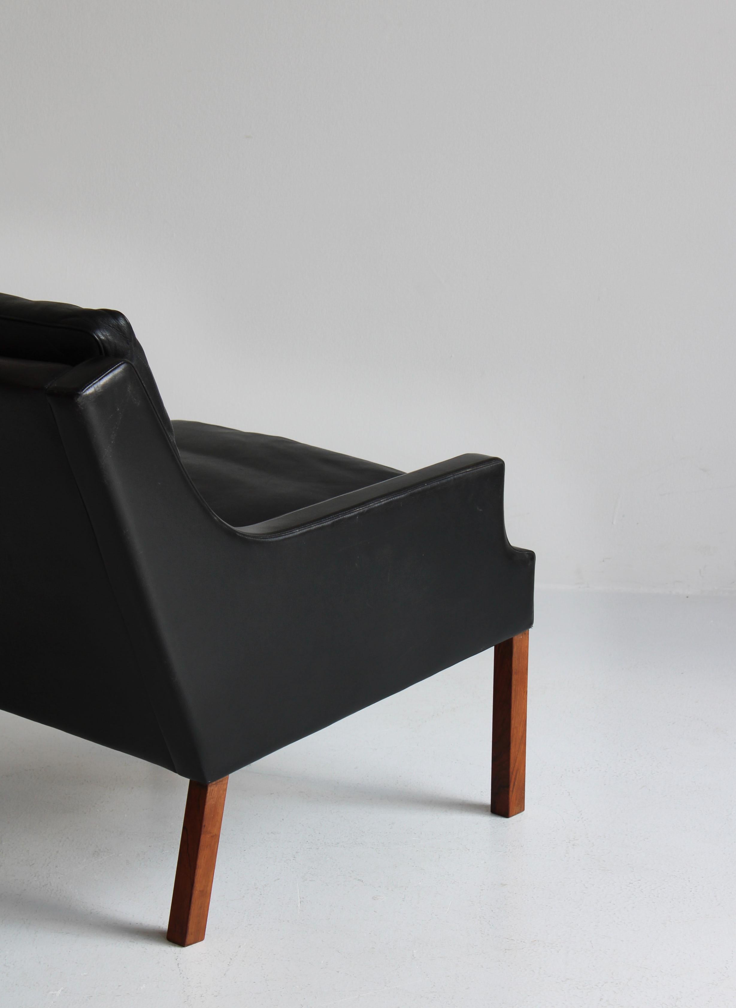 Set of Danish Modern Lounge Chairs in Black Leather by Rud Thygesen, 1966 4
