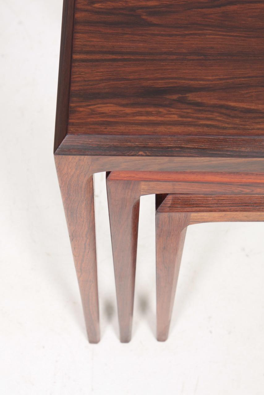 Set of Danish Modern Nesting Tables in Rosewood by Johannes Andersen, 1960s In Good Condition In Lejre, DK