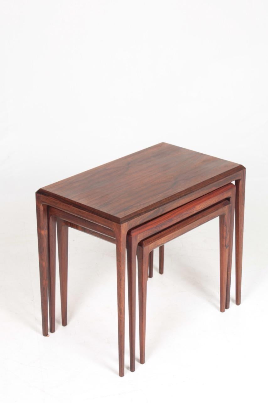 Mid-20th Century Set of Danish Modern Nesting Tables in Rosewood by Johannes Andersen, 1960s