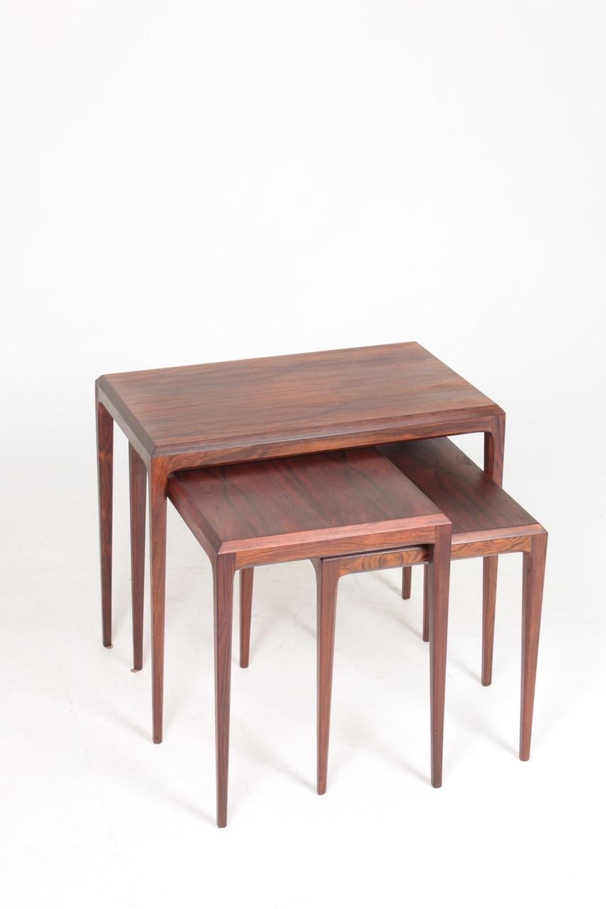 Set of Danish Modern Nesting Tables in Rosewood by Johannes Andersen, 1960s 2