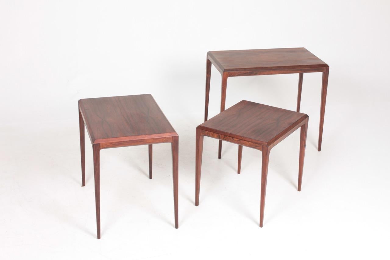 Set of Danish Modern Nesting Tables in Rosewood by Johannes Andersen, 1960s 3