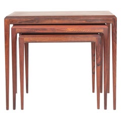 Set di tavolini moderni danesi in palissandro di Johannes Andersen, anni '60