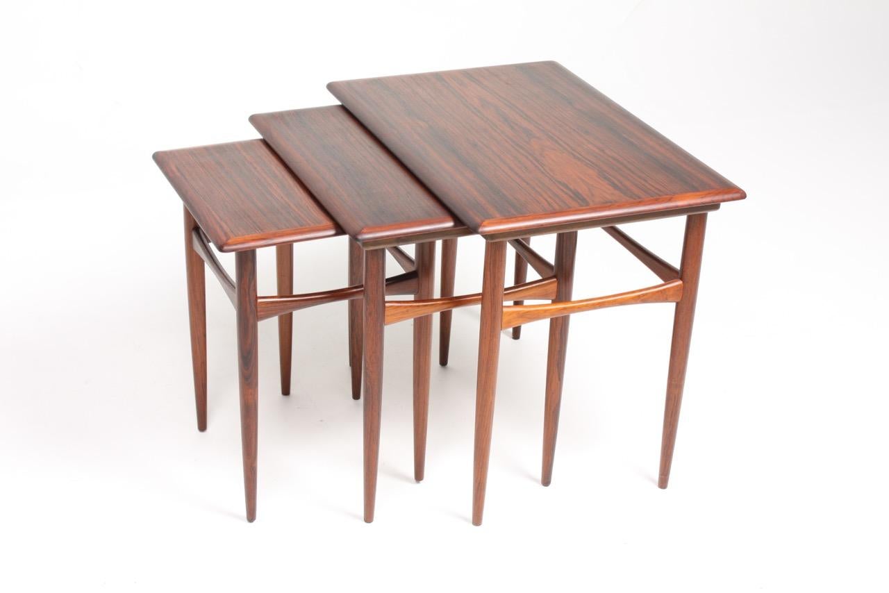 Set of Danish Modern Nesting Tables in Rosewood by Poul Hundevad, 1960s In Good Condition In Lejre, DK