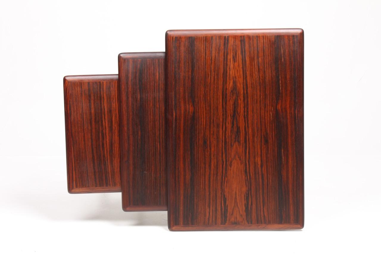 Mid-20th Century Set of Danish Modern Nesting Tables in Rosewood by Poul Hundevad, 1960s