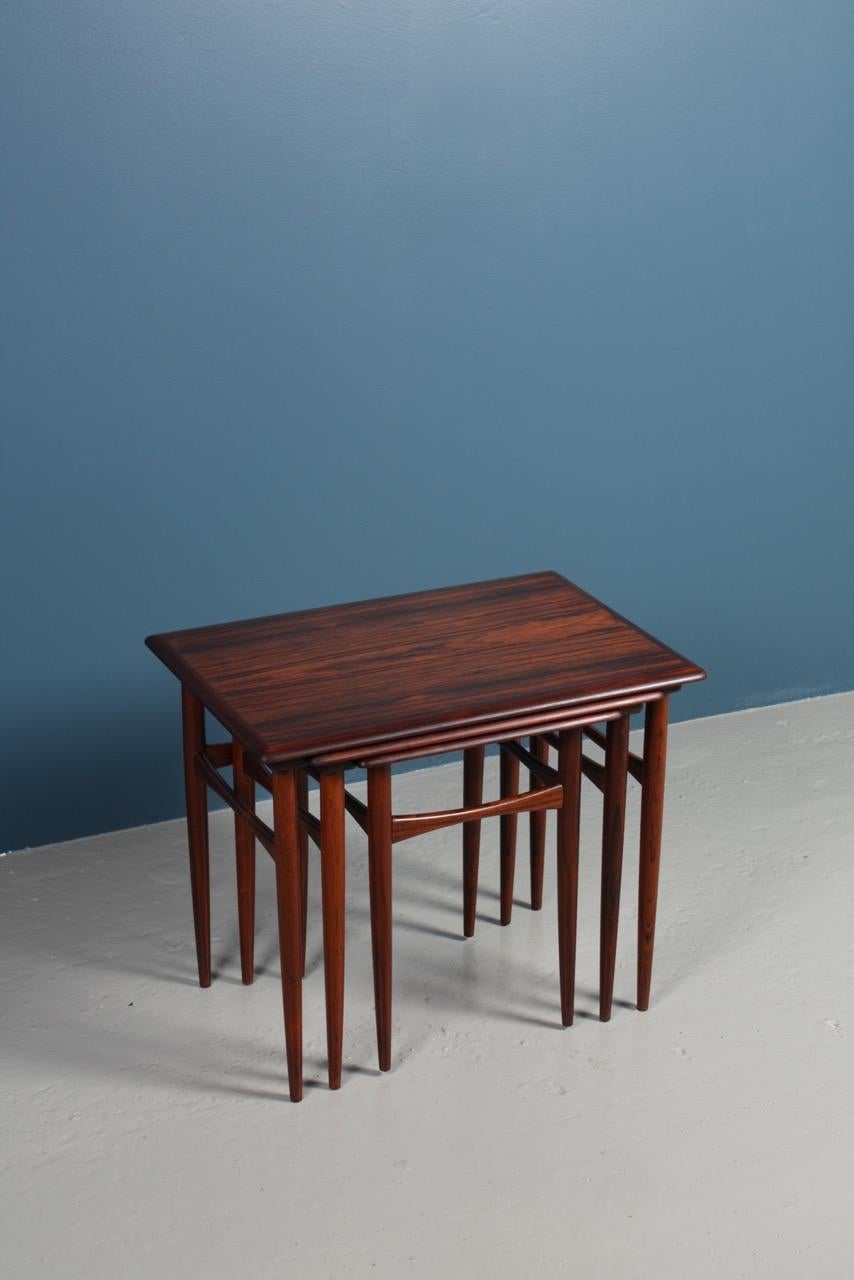 Set of Danish Modern Nesting Tables in Rosewood by Poul Hundevad, 1960s 2