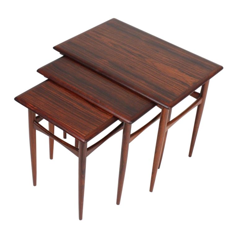 Set of Danish Modern Nesting Tables in Rosewood by Poul Hundevad, 1960s