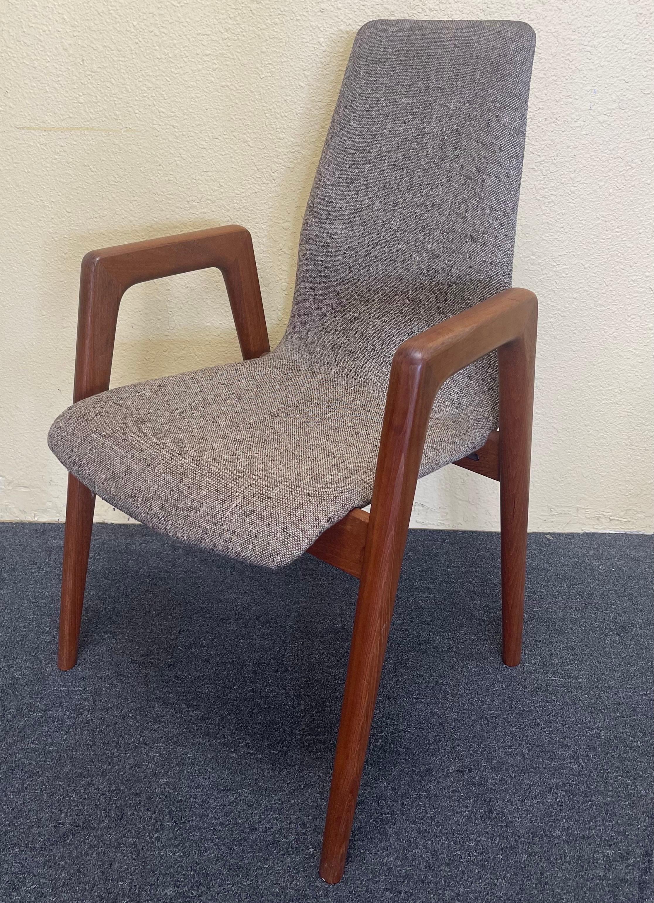 Fabric Set of Danish Modern Teak Dining Chairs by Kai Kristiansen for Shou Andersenz